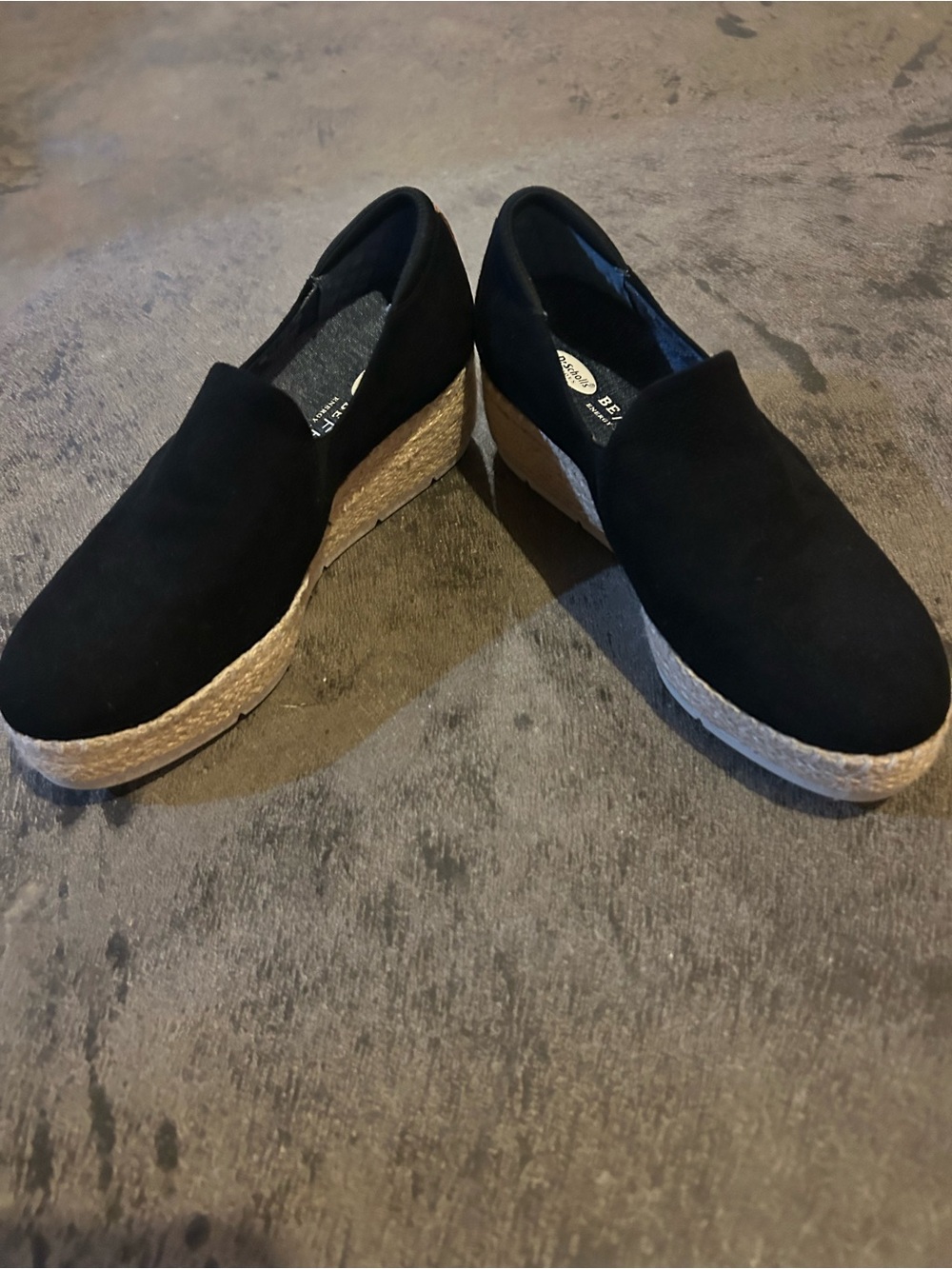 NWOT Women’s Black Espadrille Wicker Platform Shoes